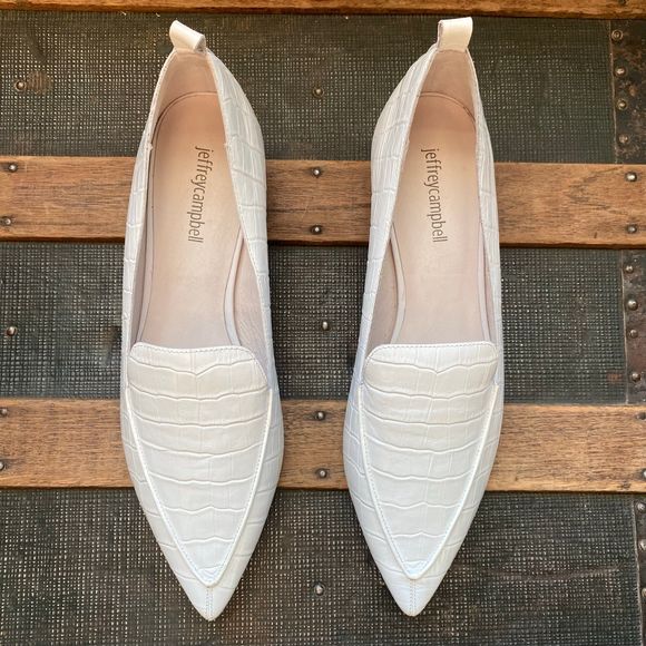 Jeffrey Campbell Shoes - New Jeffrey Campbell Viona White Croc Pointy Toe Loafer  9.5